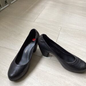 Black Leather  German cone heel shoes size 6